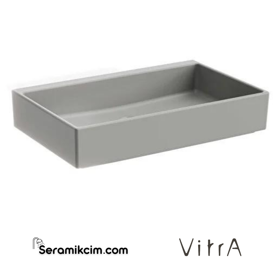 VitrA Archiplan Çanak Lavabo Yuvarlak, 40x40 cm Armatür Deliksiz, Su Taşma Deliksiz, Mat Taş Gri - 7442B076-0016