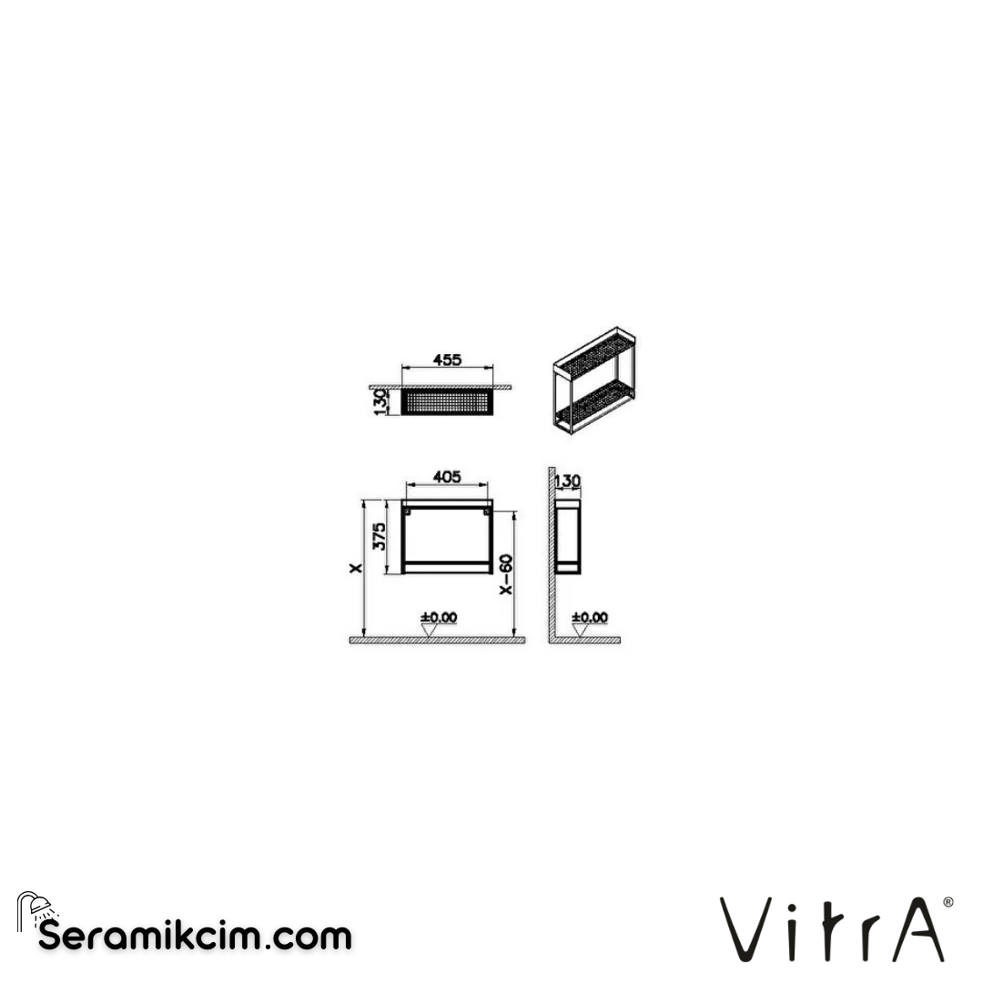 VitrA ArchiPlan Duble Raf 45 cm metal, siyah 66606 - 66606