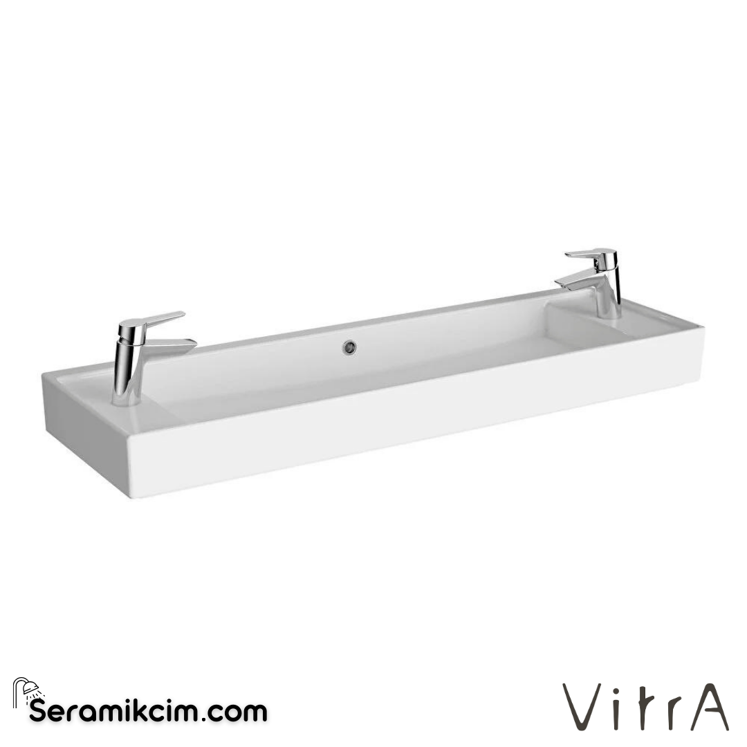 VitrA Archiplan Lavabo Kompakt, 120x38 cm Su Taşma Delikli, Beyaz - 7410B003-1452