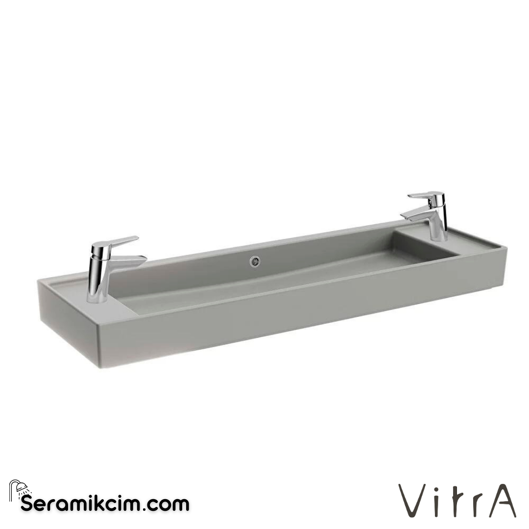 VitrA Archiplan Lavabo Kompakt, 120x38 cm Su Taşma Delikli, Mat Taş Gri - 7410B076-1452