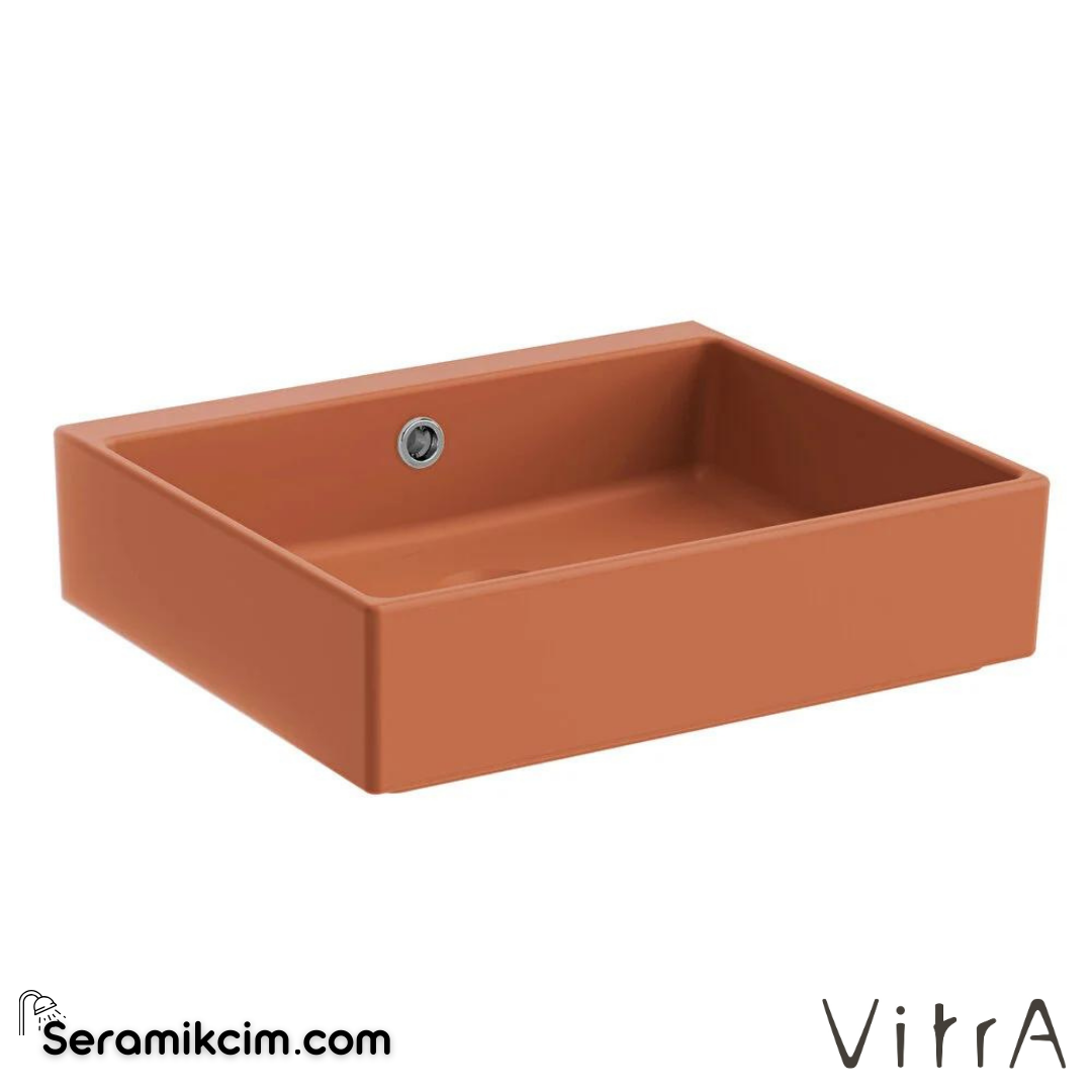 VitrA Archiplan Lavabo Kompakt, 45x38 cm Armatür Deliksiz, Su Taşma Delikli, Mat Terra Rosa - 7403B077-0012