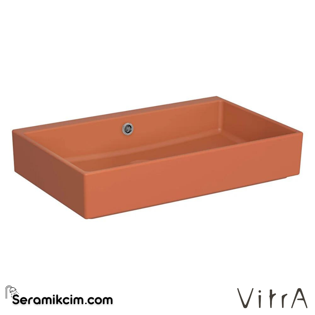 VitrA Archiplan Lavabo Kompakt, 60x38 cm Armatür Deliksiz, Su Taşma Delikli, Mat Terra Rosa - 7404B077-0012