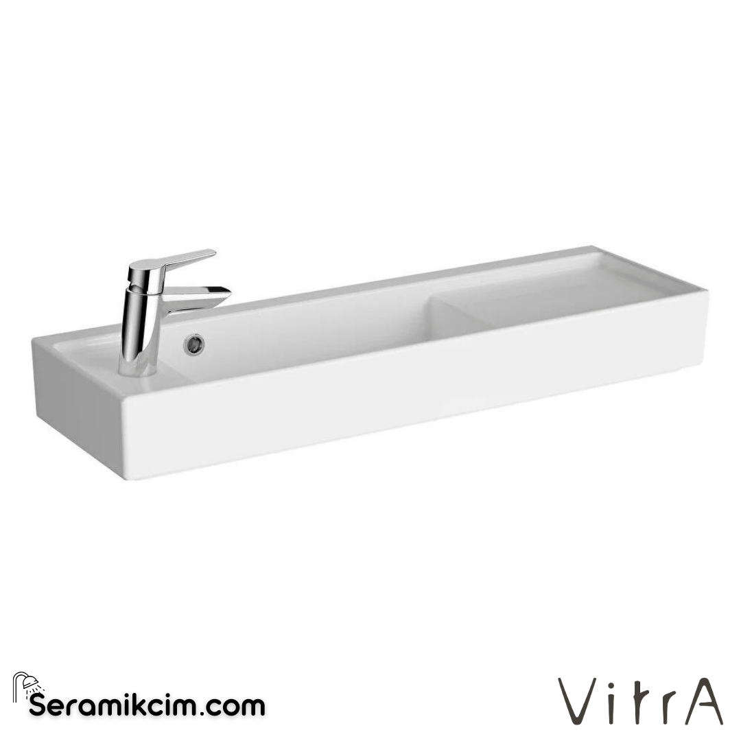 VitrA Archiplan Lavabo Kompakt, 90x28 cm Soldan Tek Armatür Delikli, Su Taşma Delikli, Beyaz - 7409B003-0028