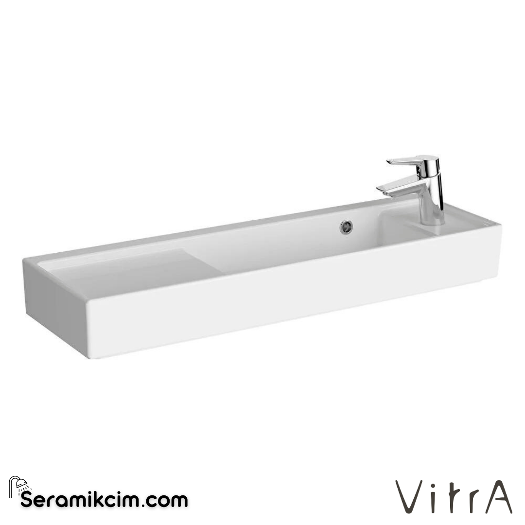 VitrA Archiplan Lavabo Kompakt, 90x28 cm Sağdan Tek Armatür Delikli, Su Taşma Delikli, Beyaz - 7407B003-0029