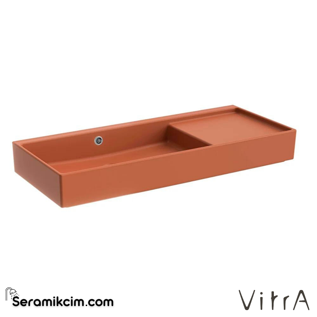 VitrA Archiplan Lavabo Kompakt, 90x38 cm Armatür Deliksiz, Su Taşma Delikli, Mat Terra Rosa - 7405B077-0012