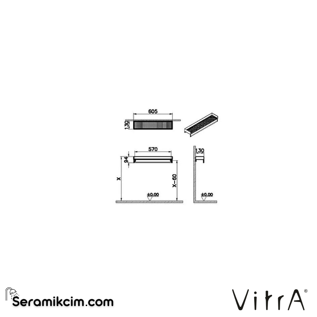 VitrA ArchiPlan Raf 60 cm metal, siyah 66605 - 66605