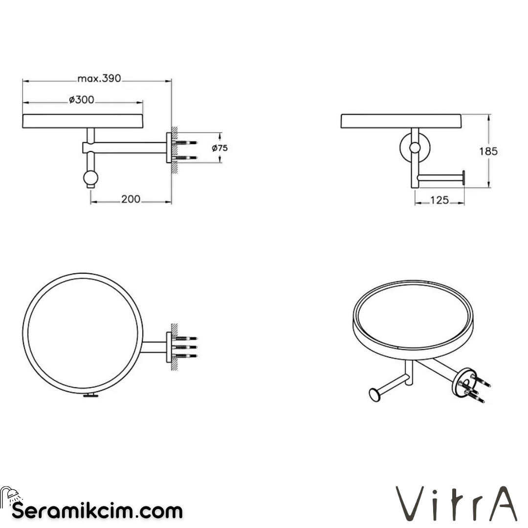VitrA ArchiPlan Seramik Etajerli Tuvalet Kağıtlığı A44007