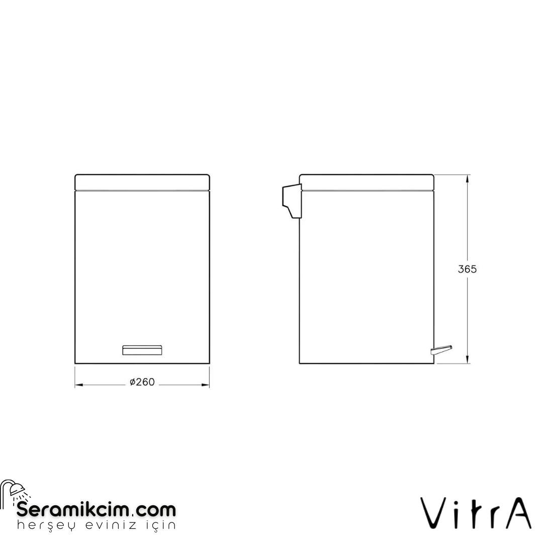Vitra Arkitekta Çöp Kovası - 12 Lt., Parlak Paslanmaz Çelik
