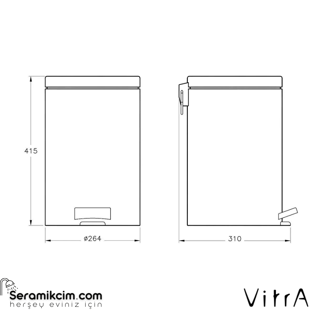 Vitra Arkitekta Çöp Kovası - 20 Lt., Yavaş Kapanır, Paslanmaz Çelik