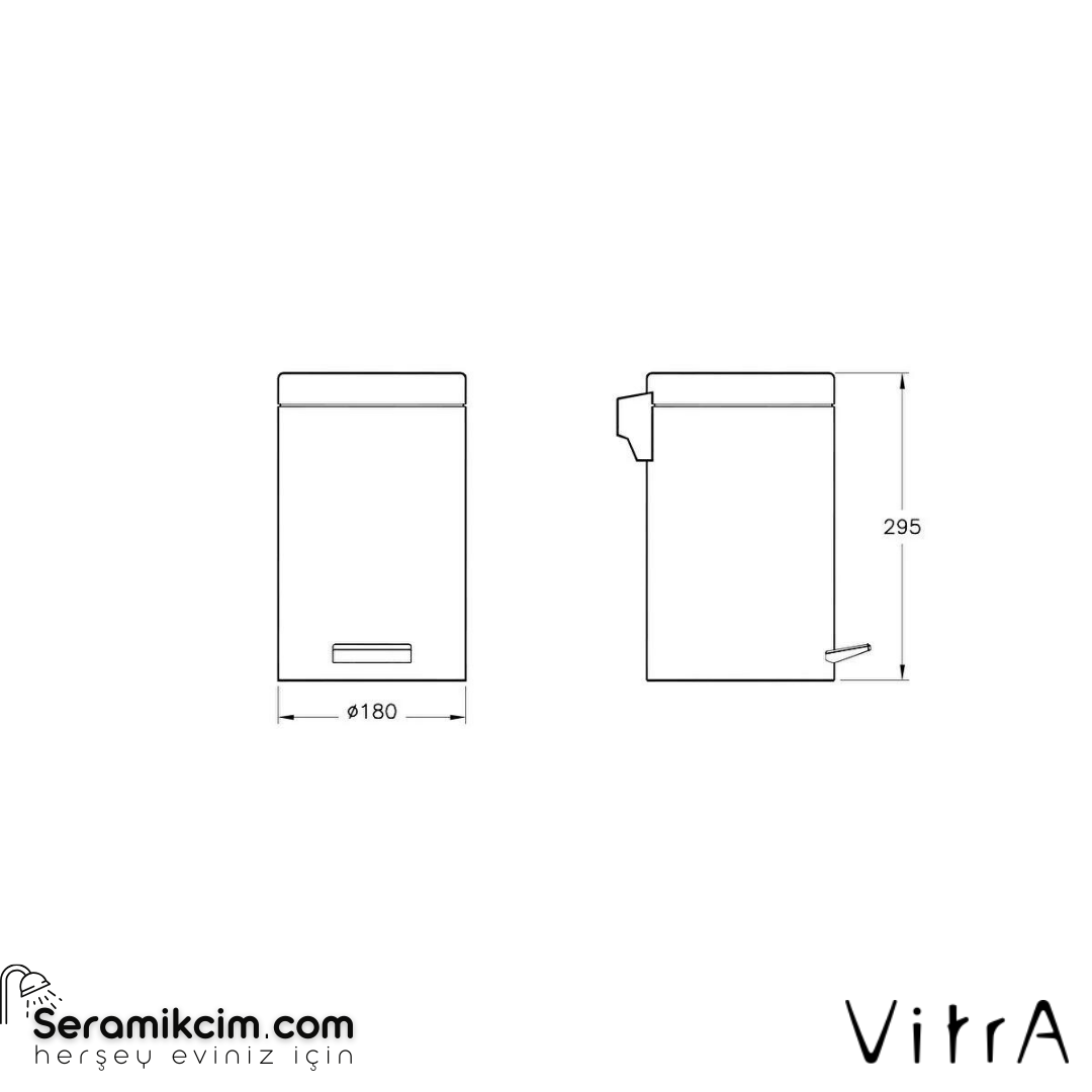 Vitra Arkitekta Çöp Kovası - 4,5 Lt., Yavaş Kapanır, Parlak Paslanmaz