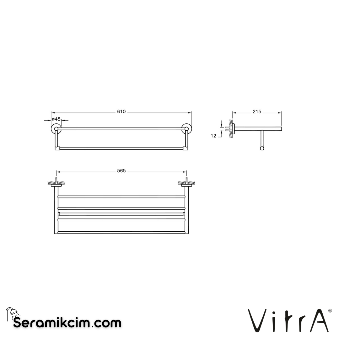 VitrA Arkitekta Havlu Rafı  A44340 - A44340