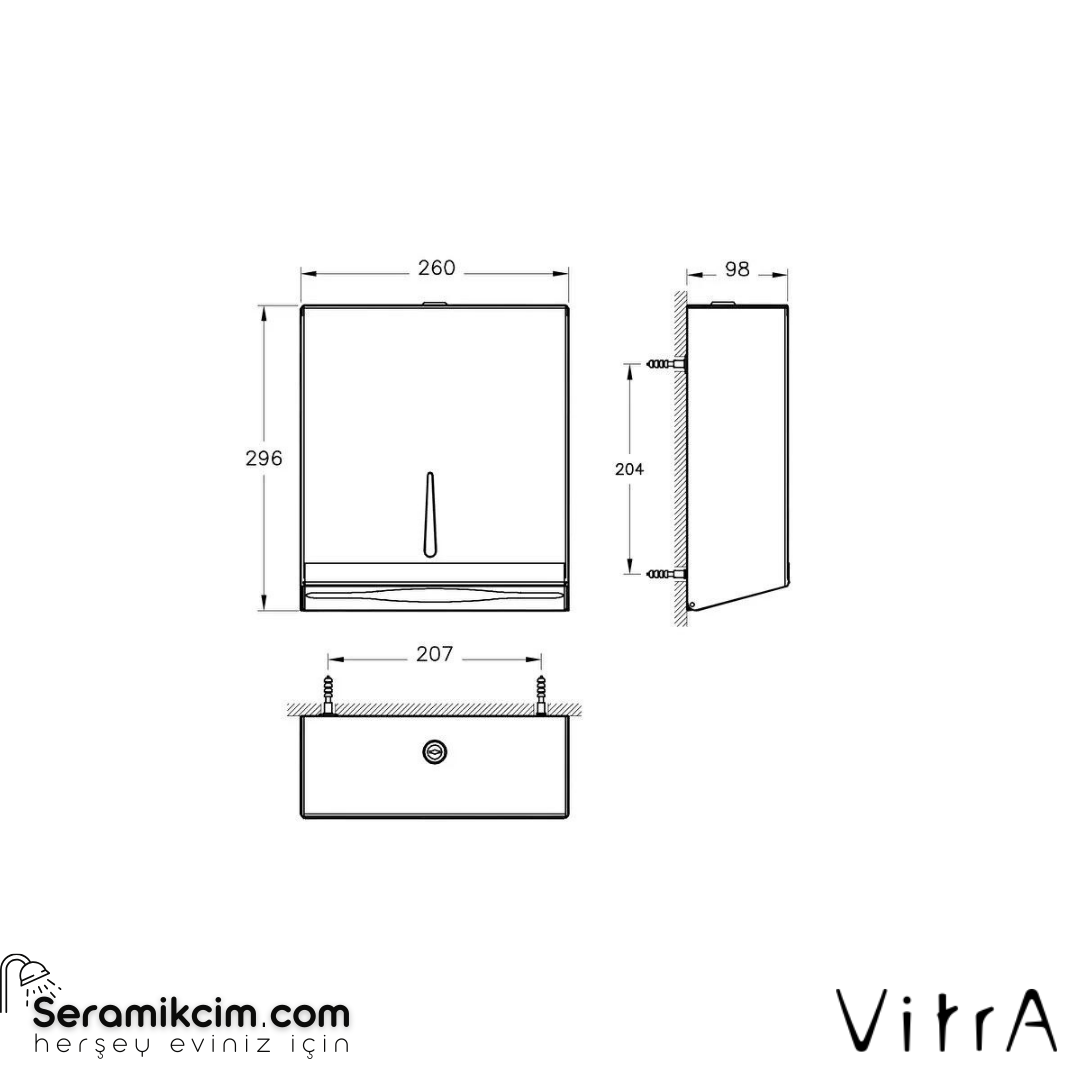 Vitra Arkitekta Kağıt Dıspenser, Paslanmaz Çelik