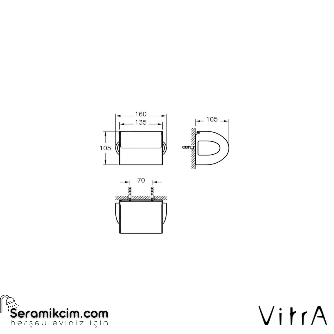Vitra Arkitekta Tuvalet Kağıtlığı, Parlak Paslanmaz Çelik