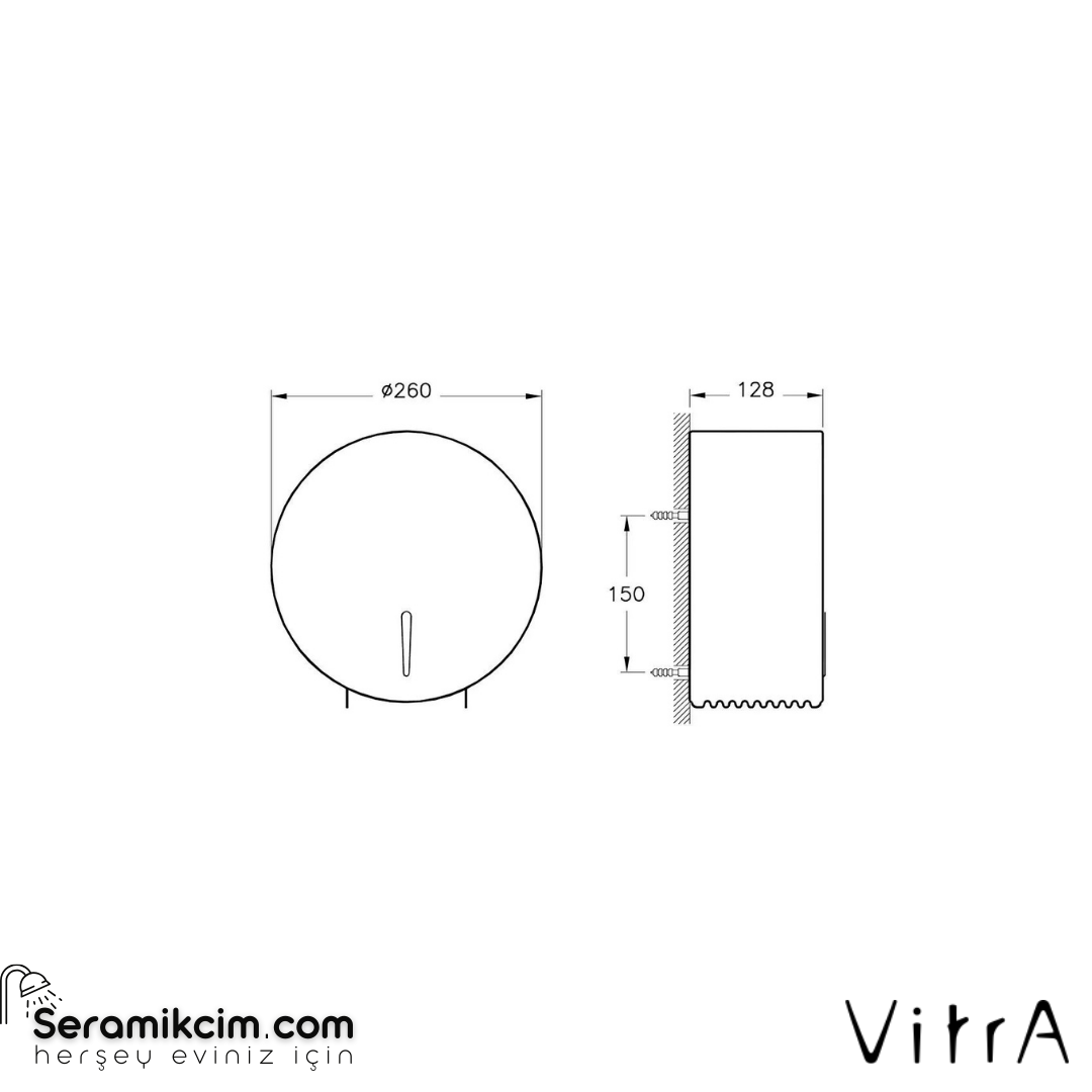 Vitra Arkitekta Tuvalet Kağıtlığı, Yuvarlak, Paslanmaz Çelik