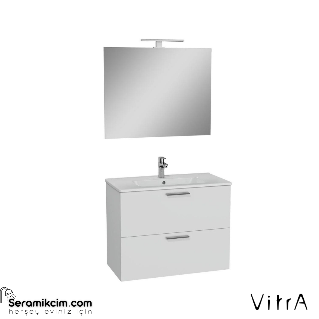 Vitra Banyo Dolabı Seti, Çekmeceli, 80 Cm, Parlak Beyaz 75024