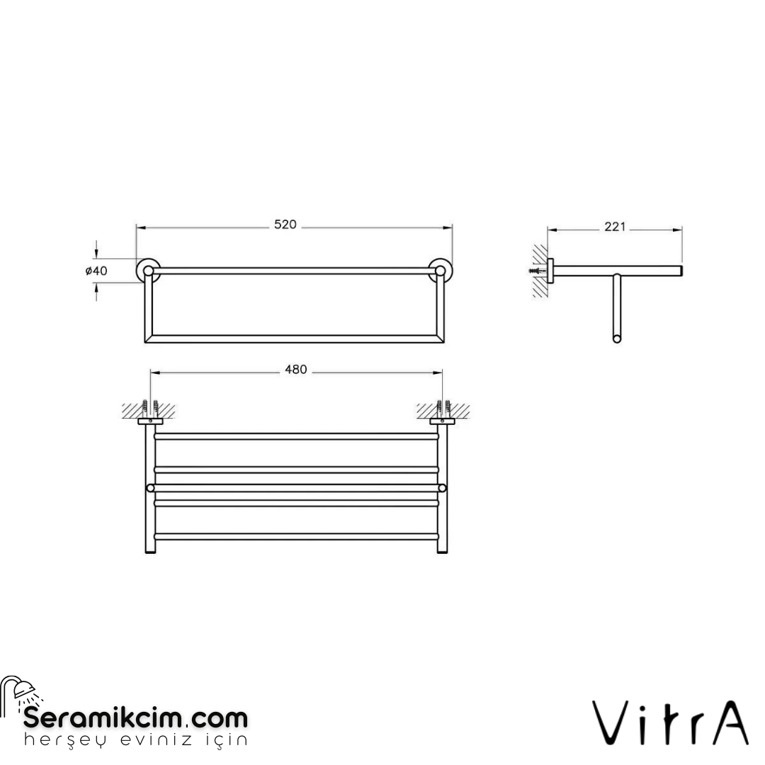 Vitra Base 200 Havlu Rafı