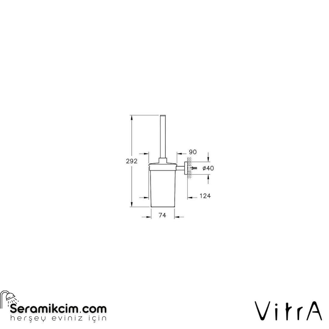 Vitra Base 200 Tuvalet Fırçalığı, Duvardan