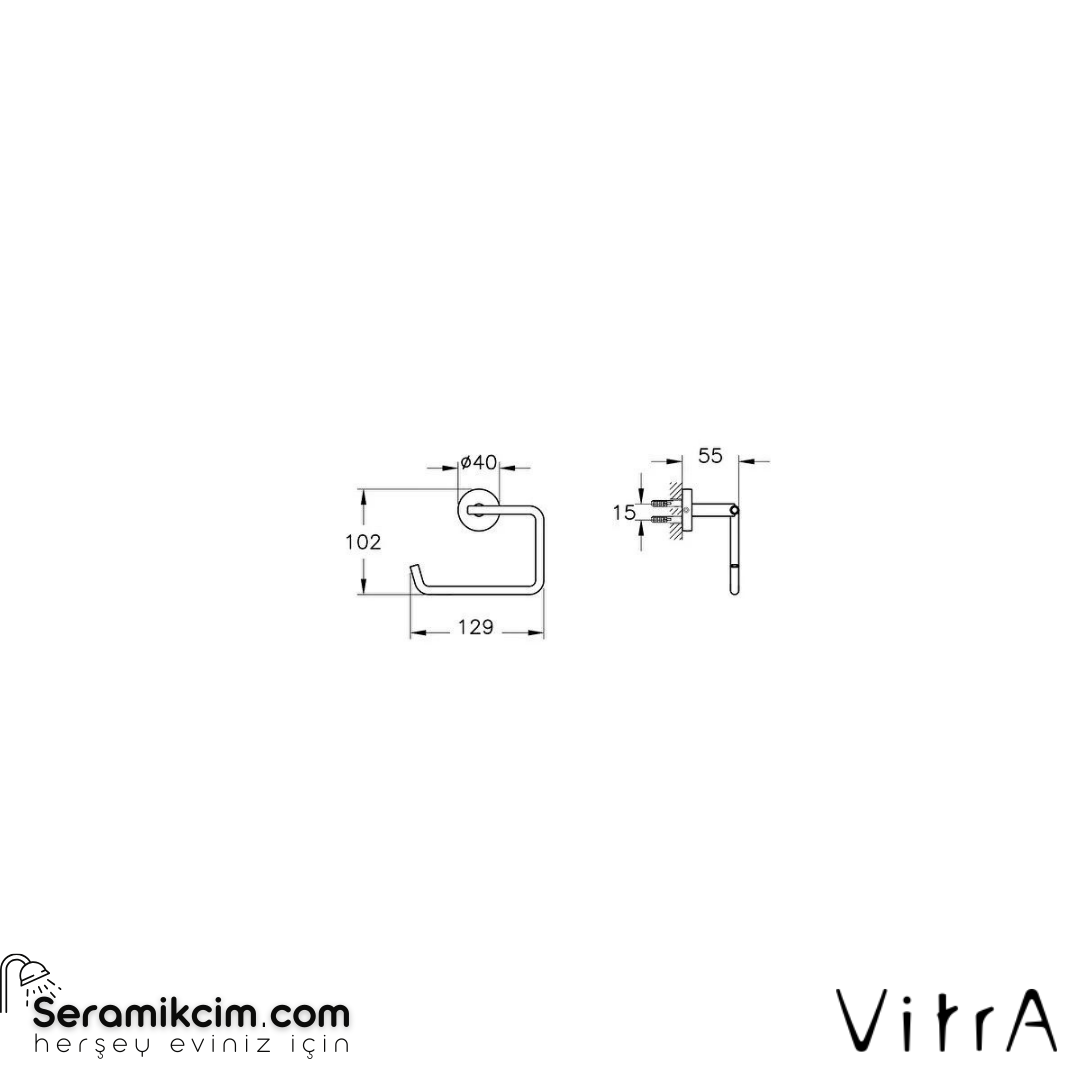 Vitra Base 200 Tuvalet Kağıtlığı, Kapaksız