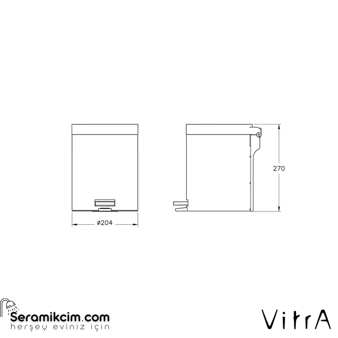 Vitra Base 300 Çöp Kovası, 5L, Siyah