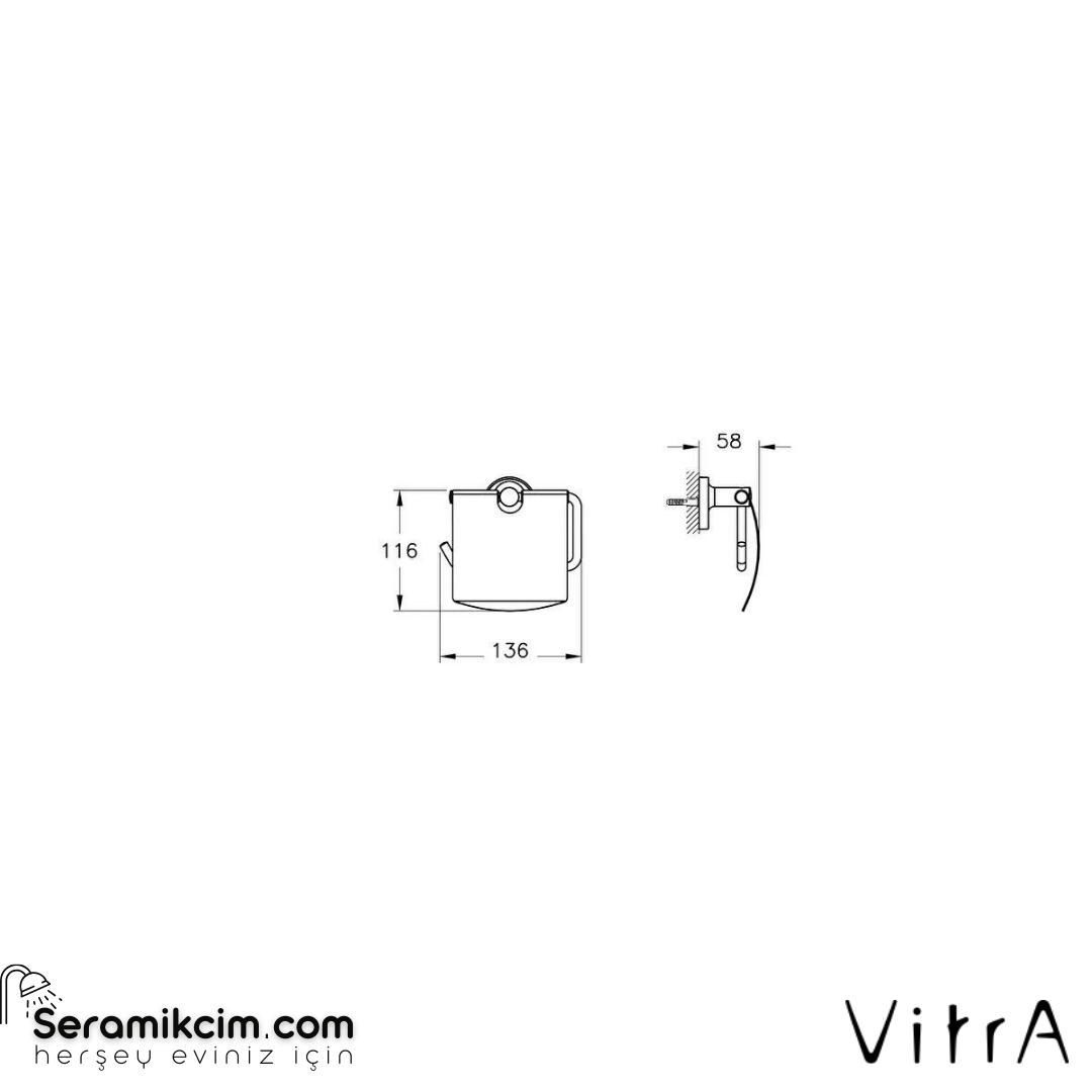 Vitra Base 300 Tuvalet Kağıtlığı, Kapaklı