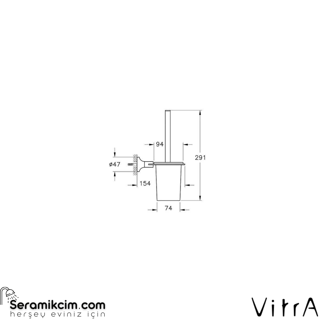 Vitra Base 400 Tuvalet Fırçalığı, Duvardan, Siyah