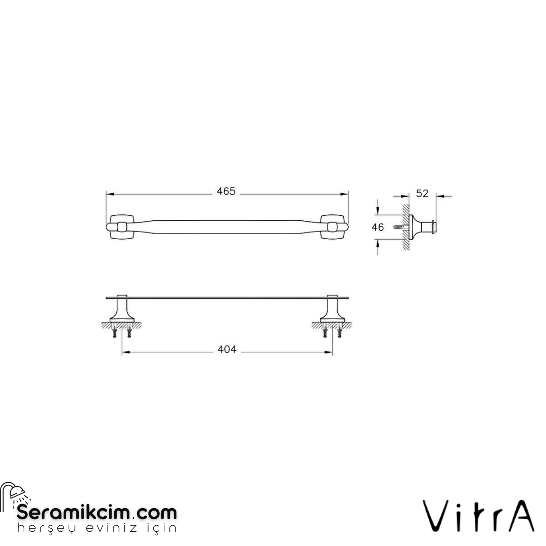Vitra Base 400 Uzun Havluluk, Siyah