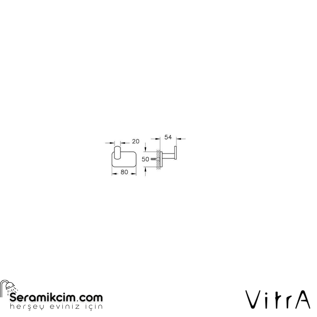 Vitra Base 600 Askı, Tekli, Siyah