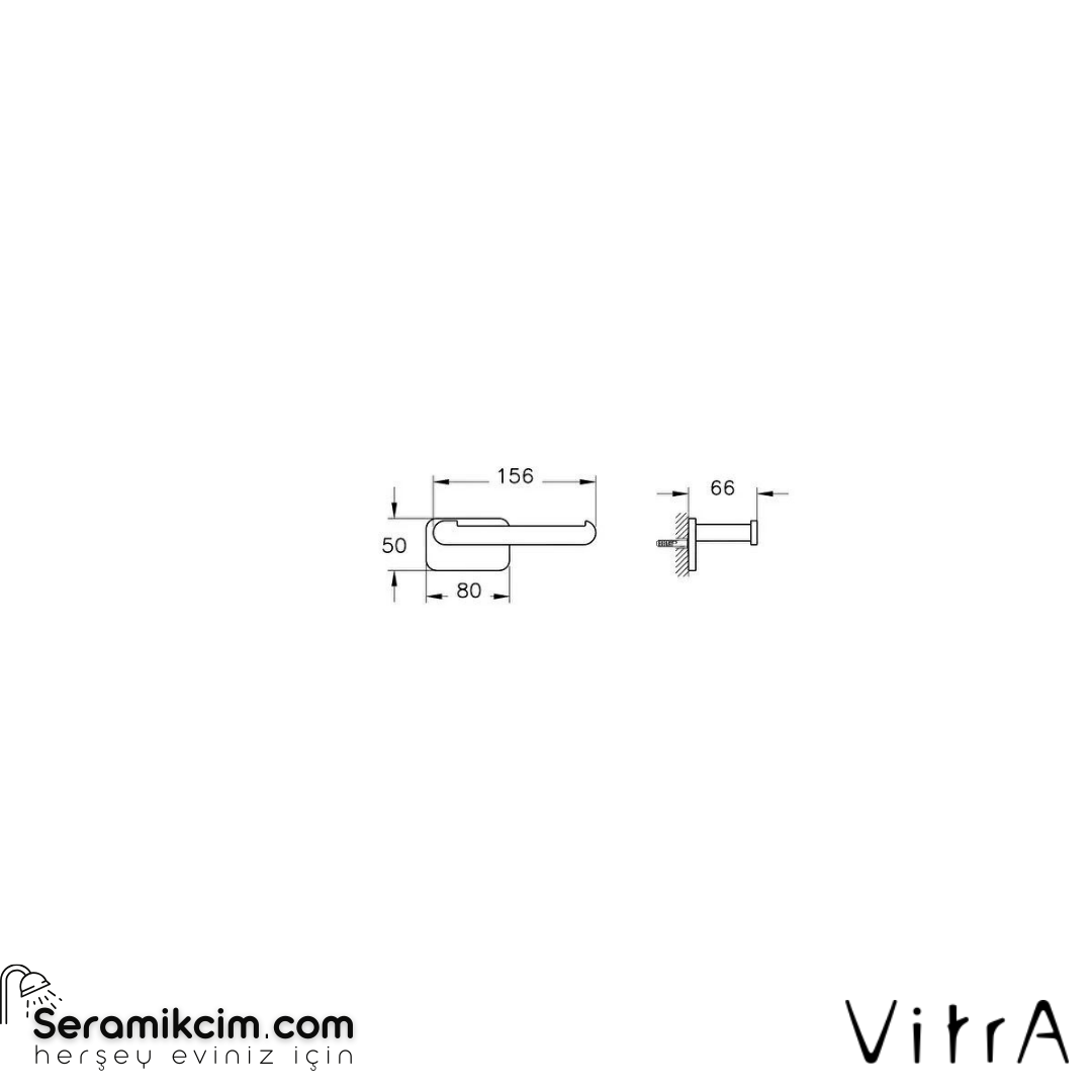 Vitra Base 600 Tuvalet Kağıtlığı, Kapaksız, Siyah