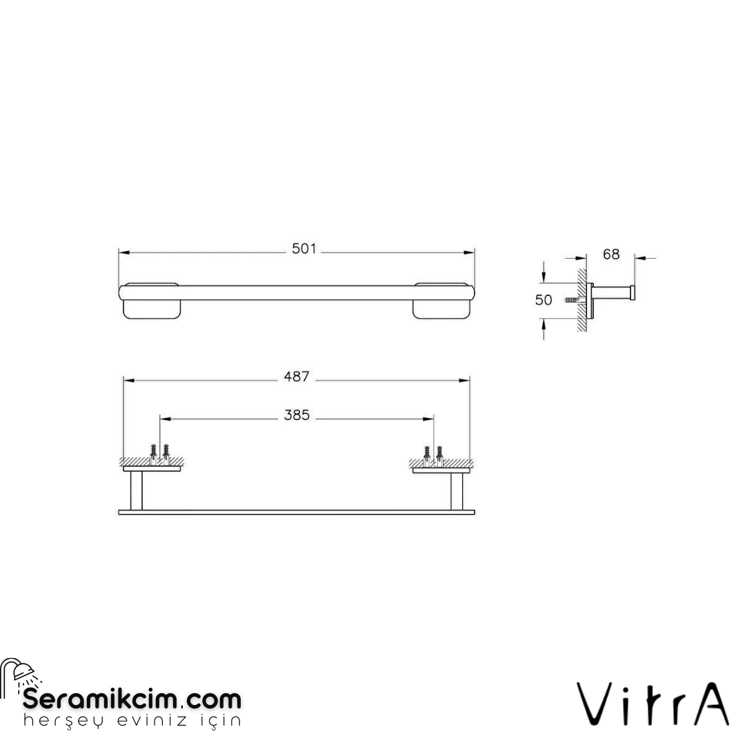 Vitra Base 600 Uzun Havluluk, Krom