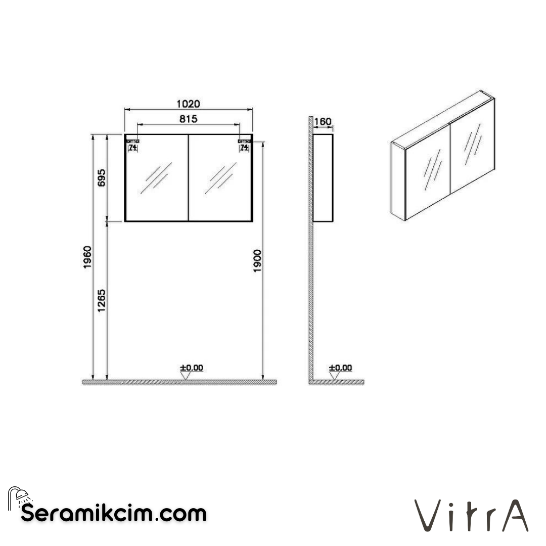 Vitra Basis Dolaplı Ayna, 100cm - 66903