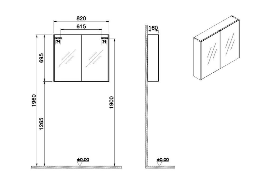 Vitra Basis Dolaplı Ayna, 80cm - 66902