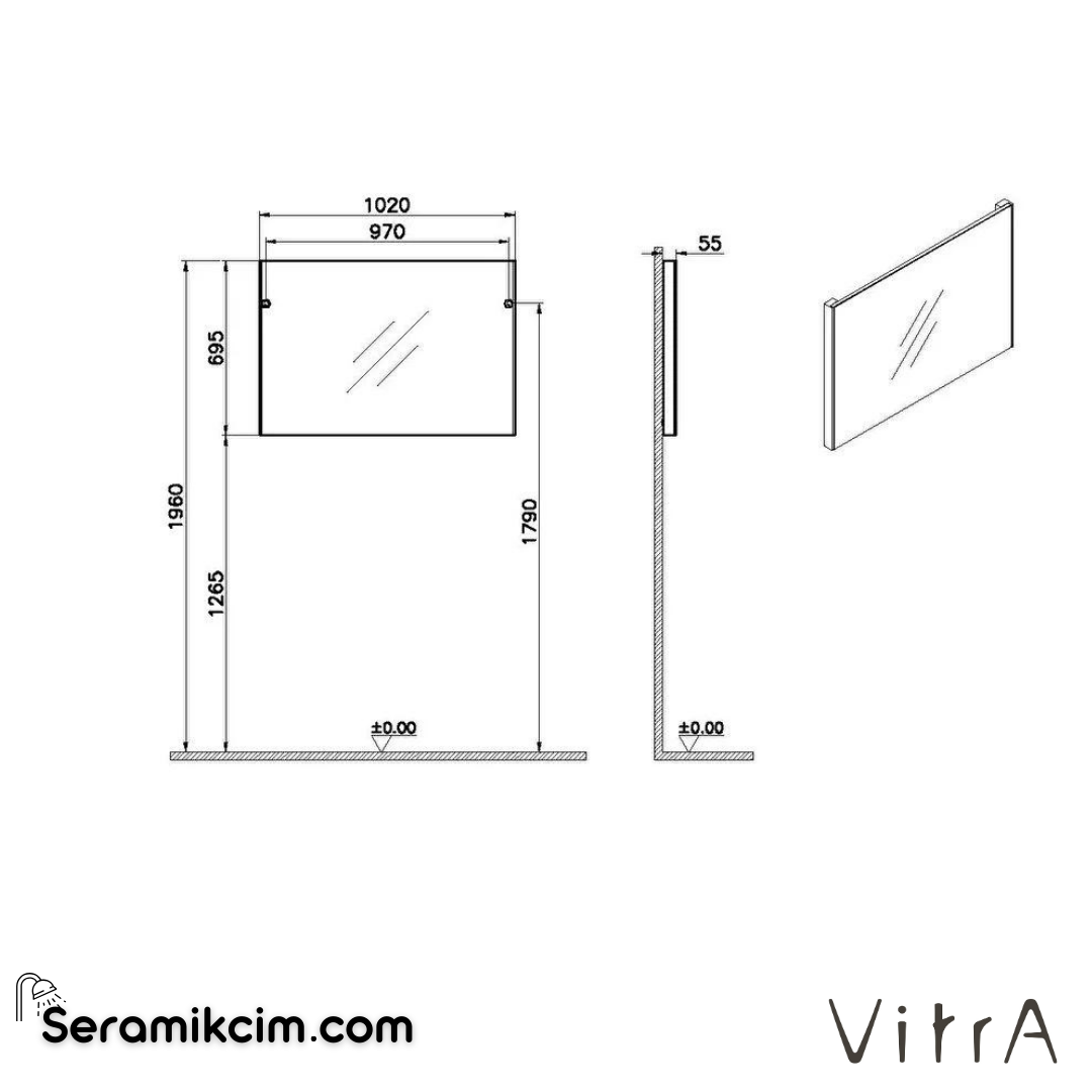 Vitra Basis Düz Ayna, 100cm - 66907