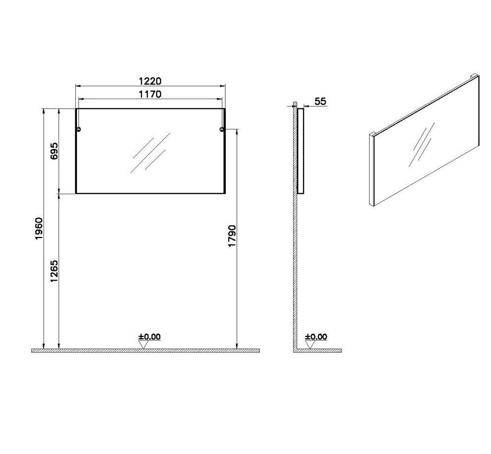 Vitra Basis Düz Ayna, 120cm - 66908