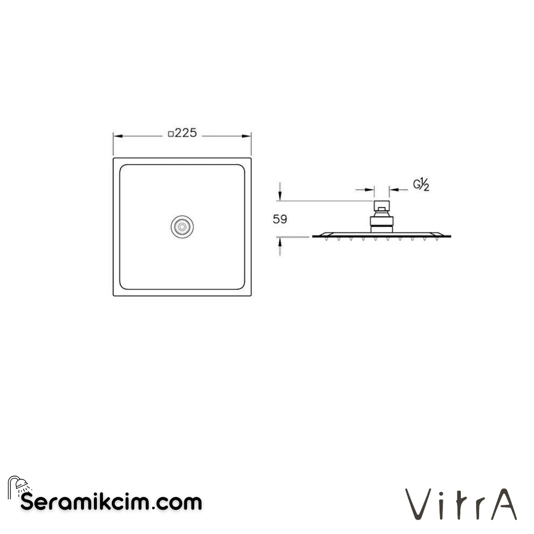 Vitra Bliss Square 2F Duş Başlığı, Krom - A45792
