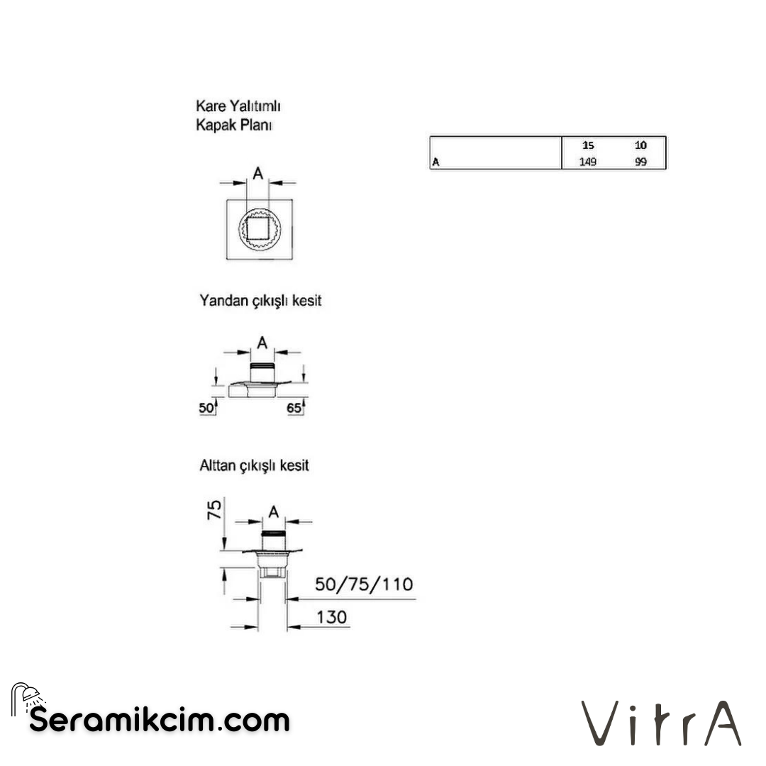 Vitra Dk100 15x15cm Kare Yalıtımlı Elegant Parlak Yandan50 - 59980070000