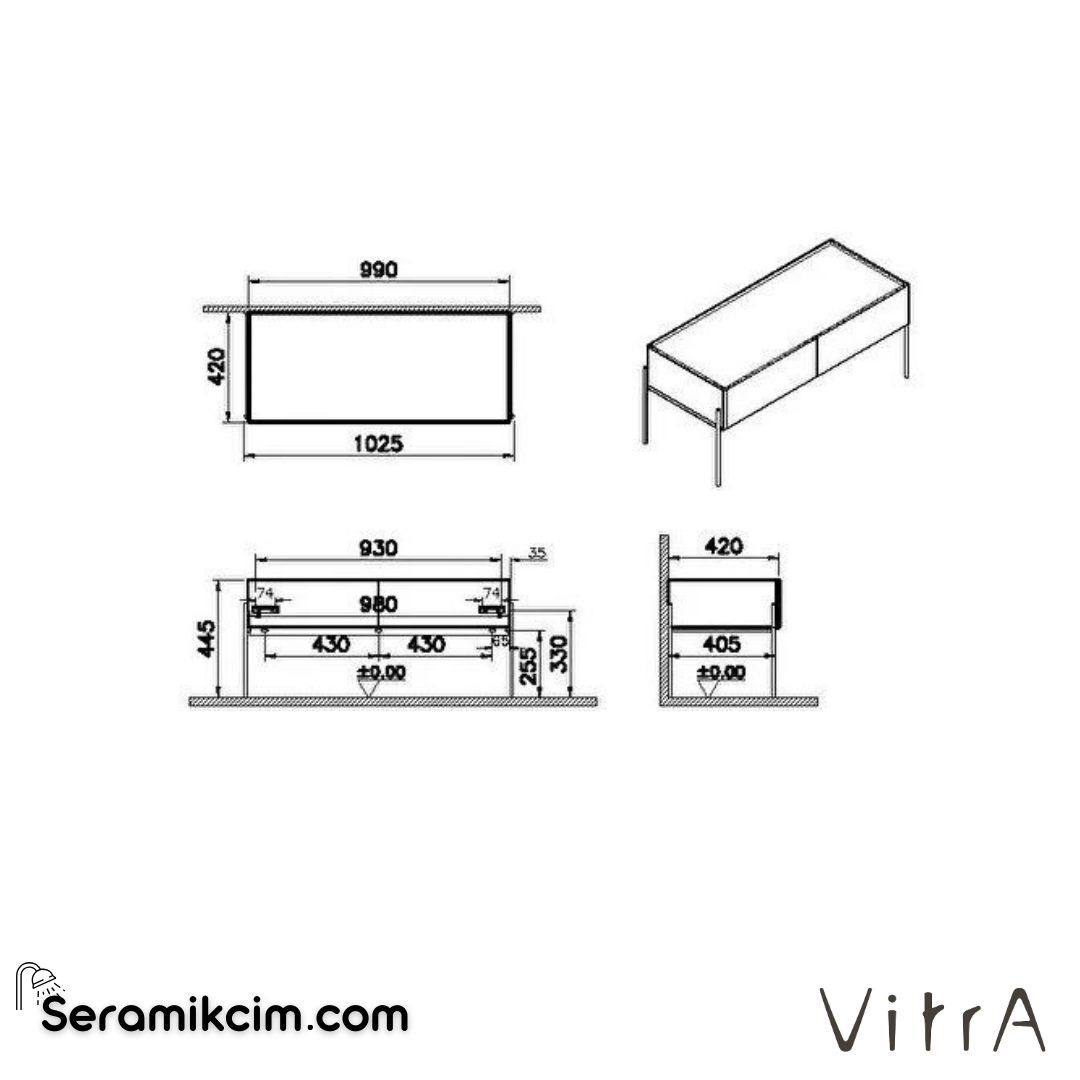 Vitra Equal Alt Ünite, 100 Cm, Karaağaç - 64112