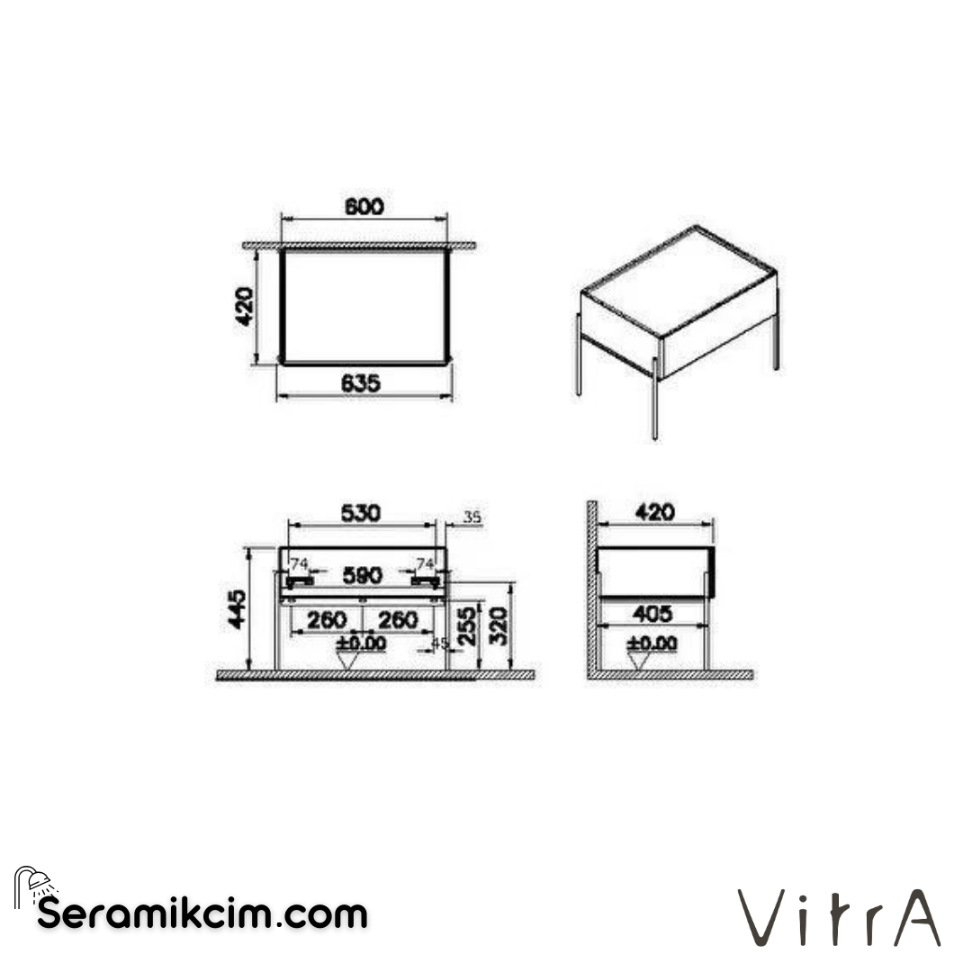 Vitra Equal Alt Ünite, 60 Cm, Karaağaç - 64108