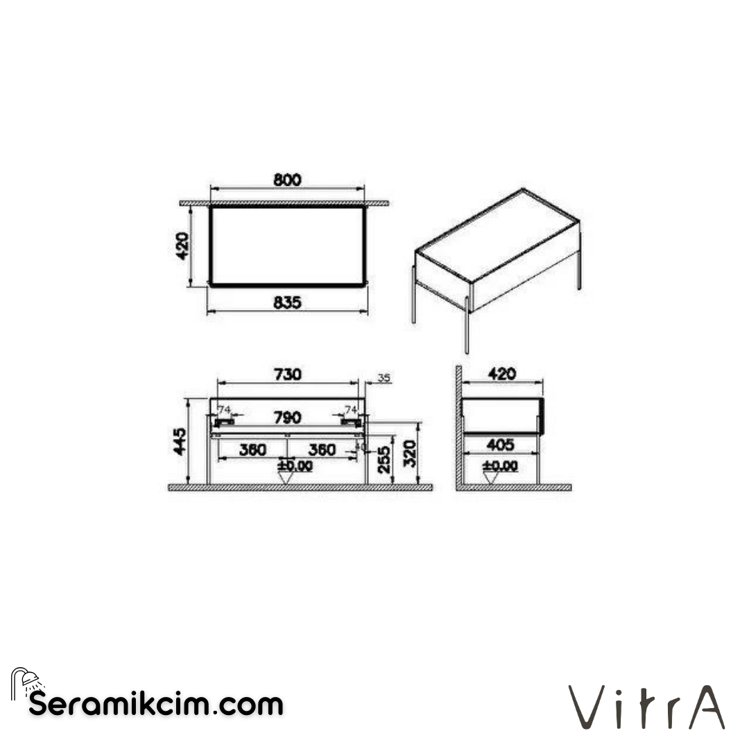 Vitra Equal Alt Ünite, 80 Cm, Karaağaç - 64110