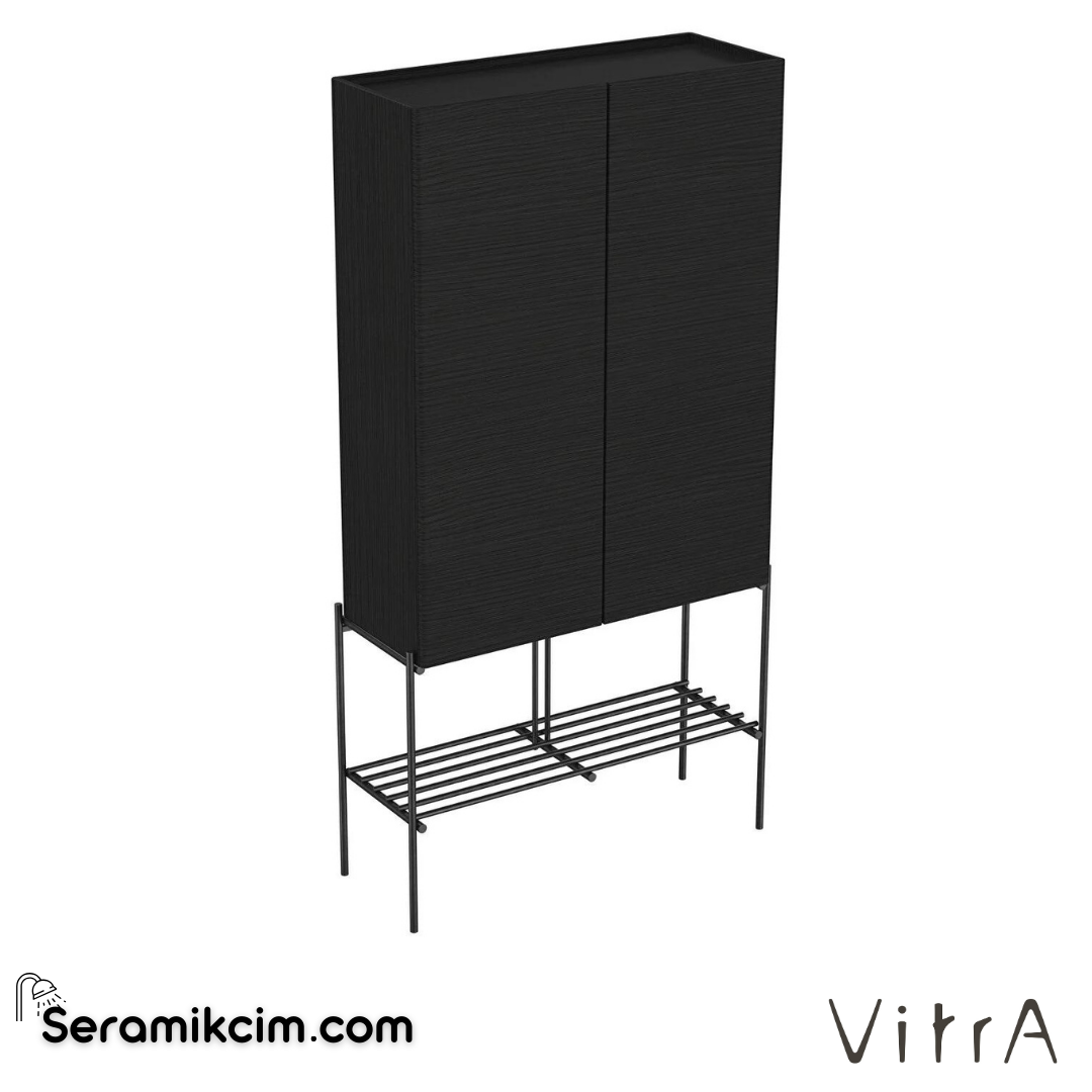 Vitra Equal Boy Dolabı, 70 Cm, Metal Ayaklı,  Hareli Siyah Meşe - 66530