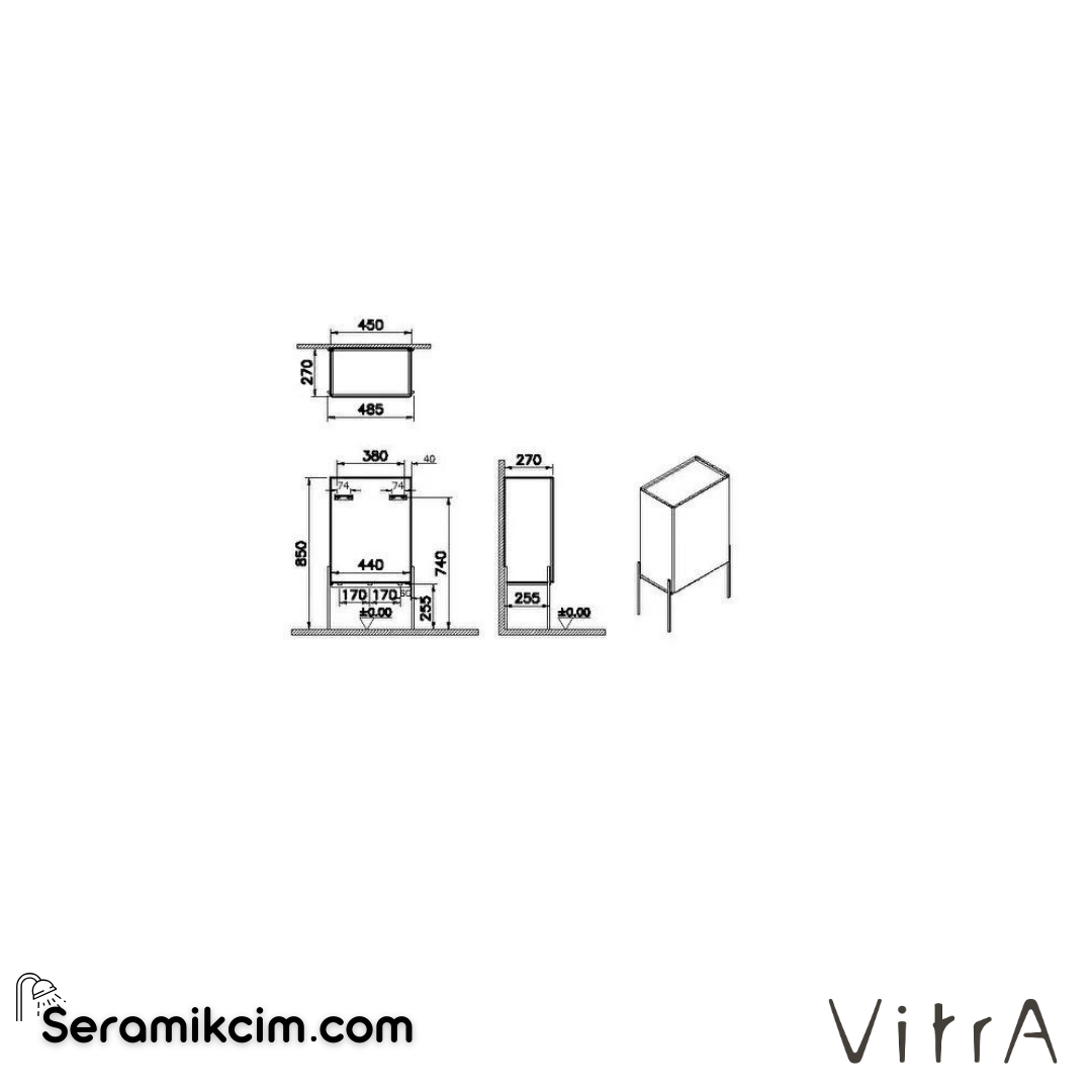 Vitra Equal Orta Ünite, 45 Cm, Karaağaç, Sol - 64117