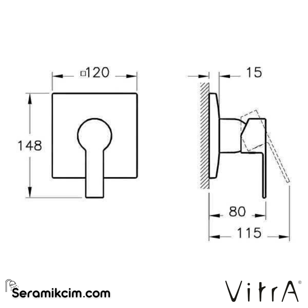 VitrA Flo S Ankastre Duş Bataryası (sıva üstü grubu) Altın A4222623 - A4222623