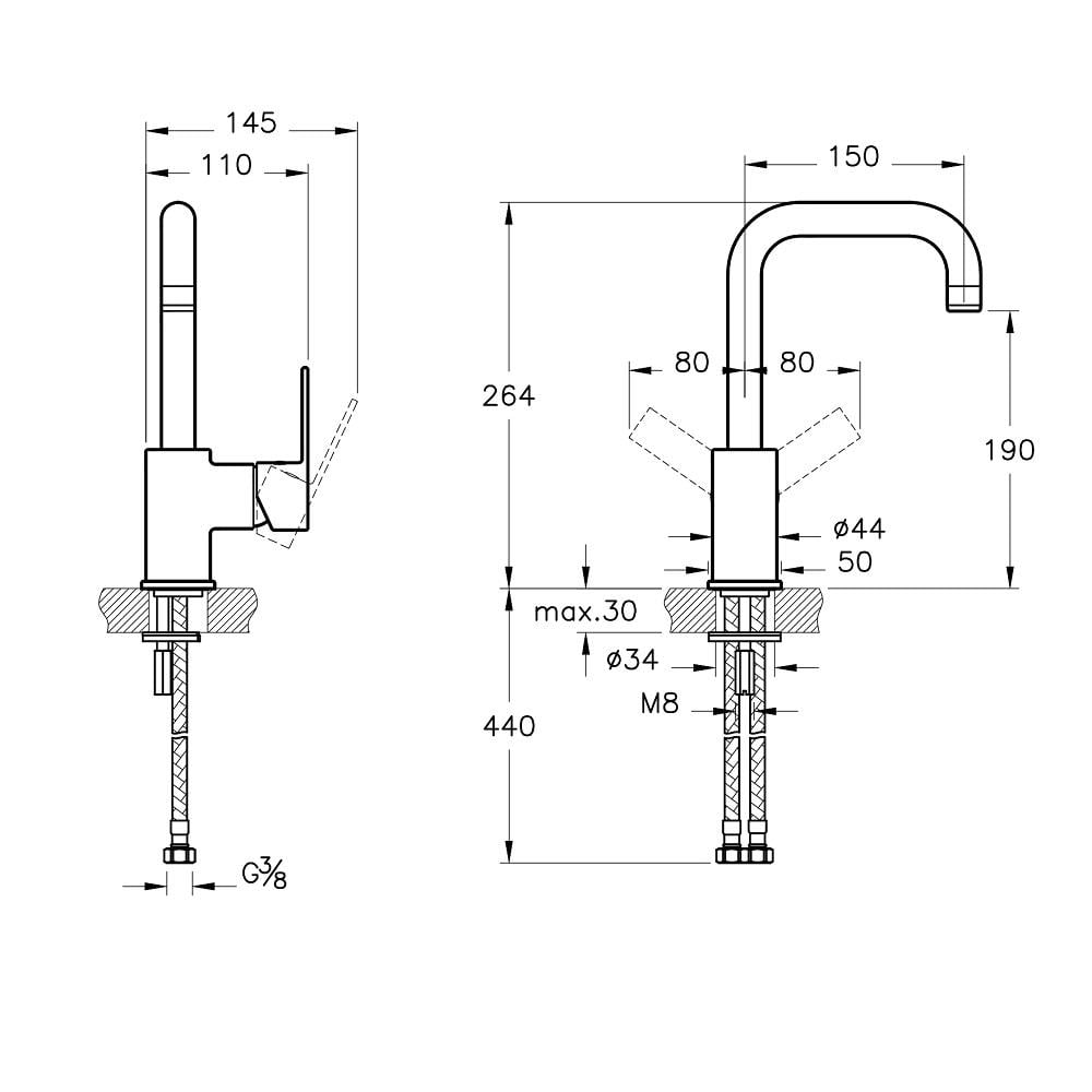 VitrA Flo S Döner Borulu Lavabo Bataryası A41939 - A41939