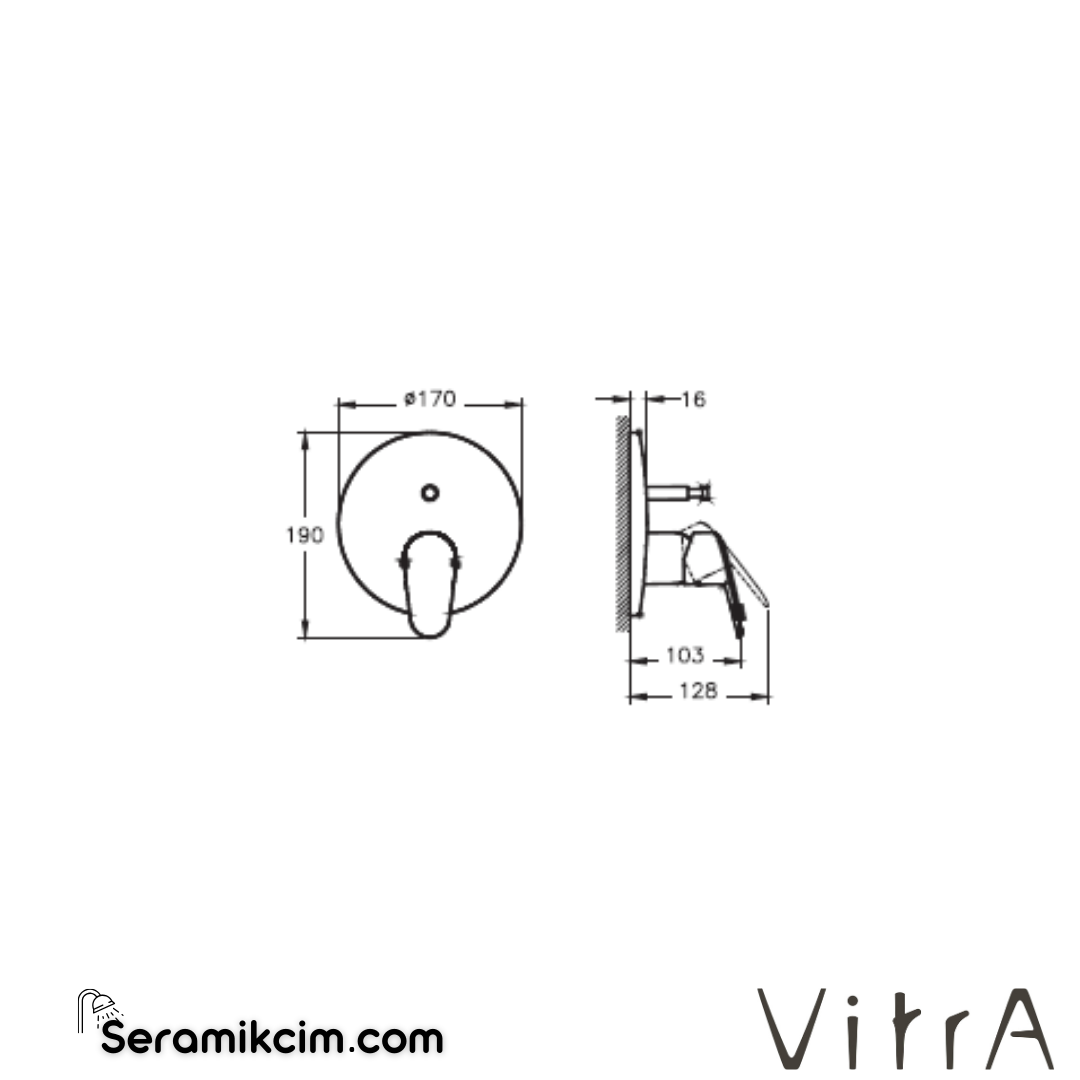 VitrA Flow Round Ankastre Banyo Bataryası (sıva üstü grubu) Krom A43182 - A43182