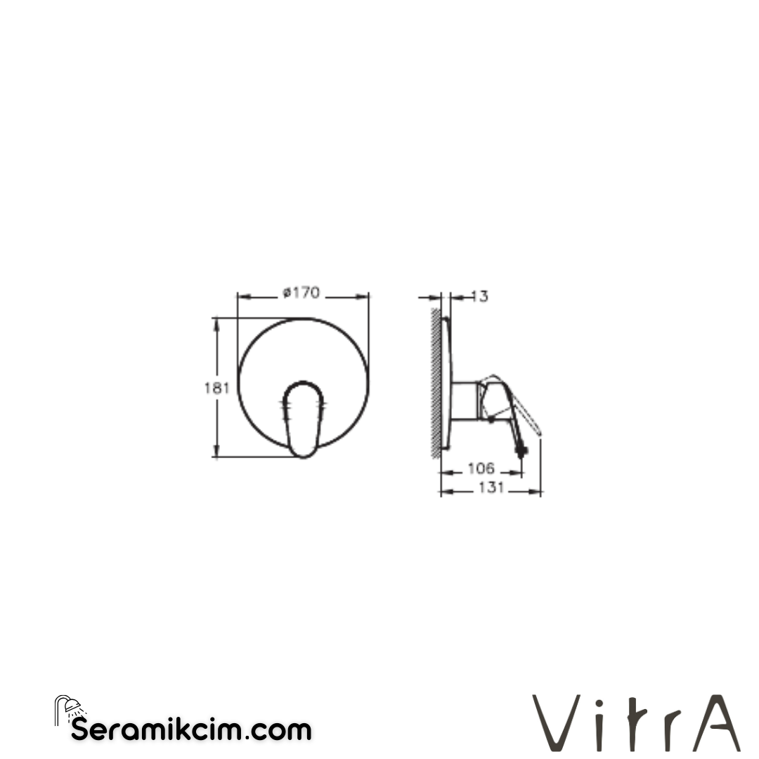 VitrA Flow Round Ankastre Mekanik Banyo Bataryası (V-Box, sıva üstü grubu) Krom A43302 - A43302