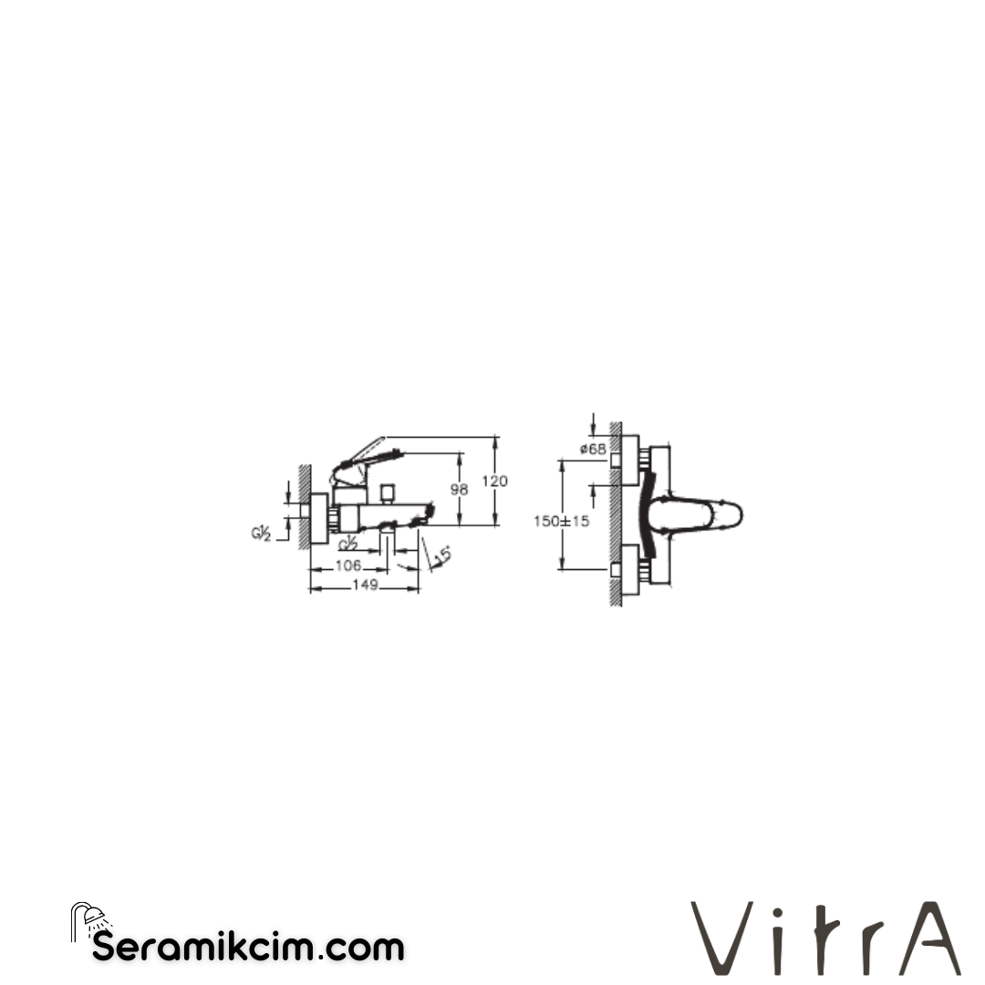 VitrA Flow Round Banyo Bataryası Krom A43057 - A43057