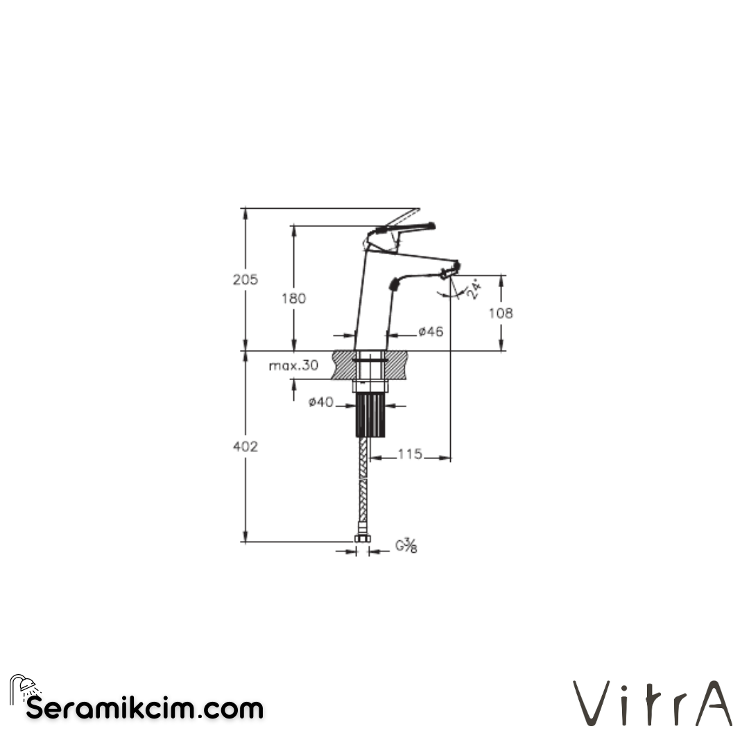 VitrA Flow Round BluEco Lavabo Bataryası (yüksek) Krom A42925ENR - A42925ENR