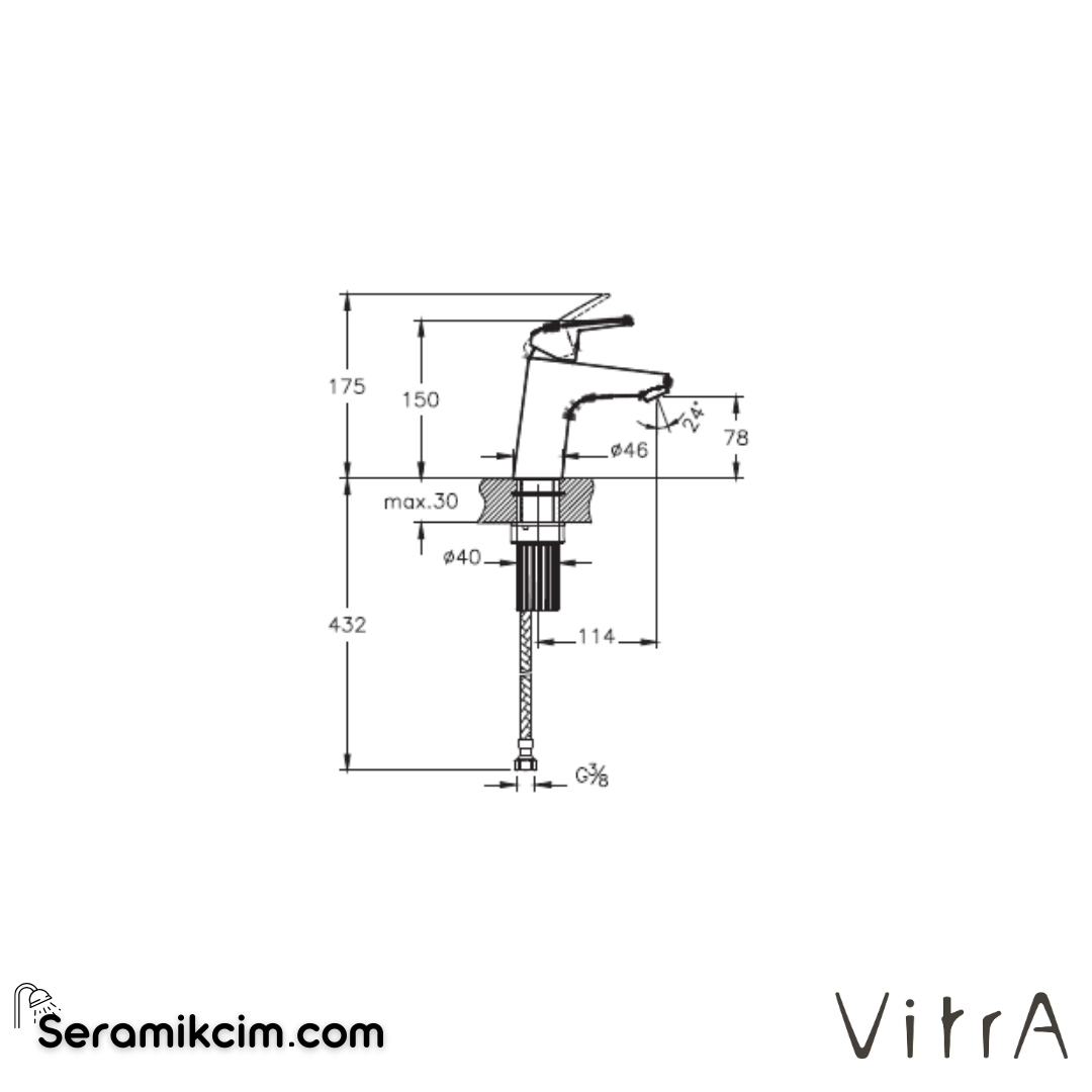 VitrA Flow Round BluEco Lavabo Bataryası Krom A42923ENR - A42923ENR