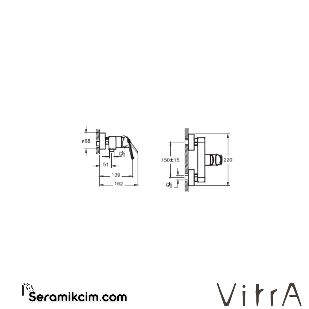 VitrA Flow Round Duş Bataryası Krom A42930 - A42930