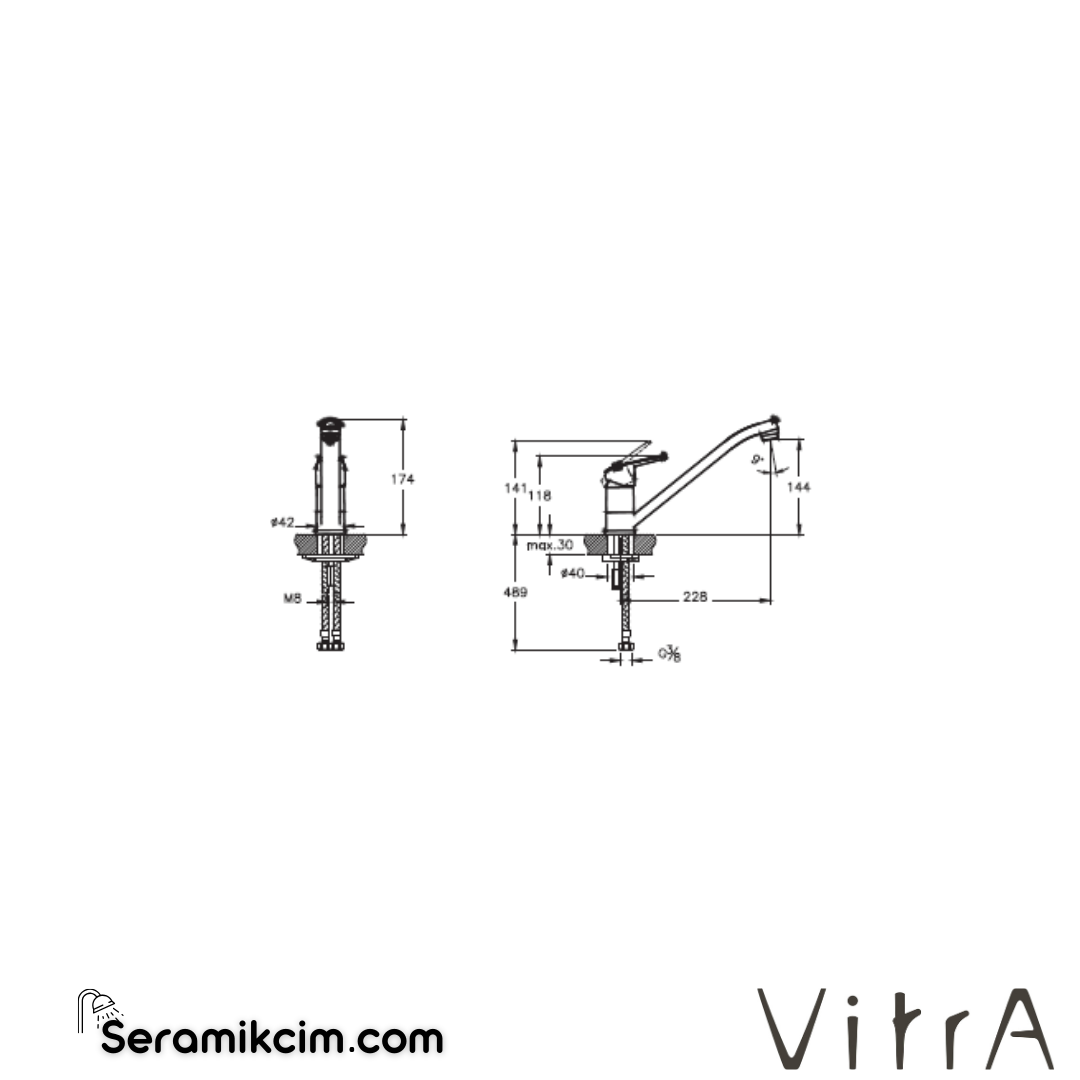 VitrA Flow Round Eviye Bataryası (Pencere Önü) Krom A43429 - A43429
