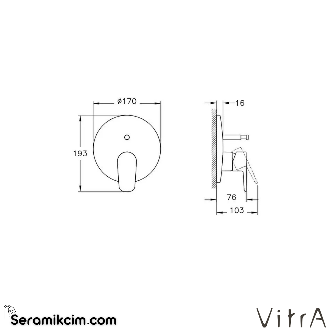 VitrA Flow Soft Ankastre Banyo Bataryası (sıva üstü grubu) Krom A43198 - A43198